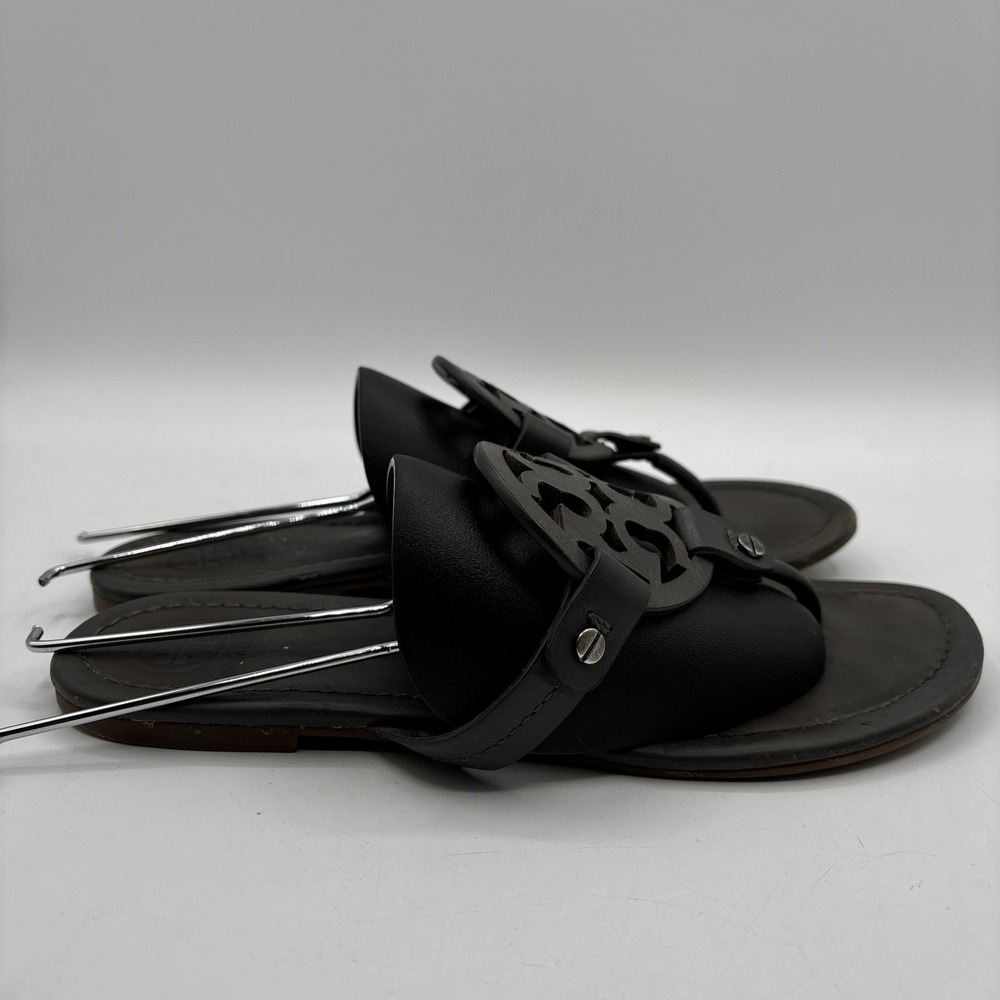 Tory Burch Miller Sandals Women's 7 M Dark Gray Leather Flats Thong - Picture 4 of 12